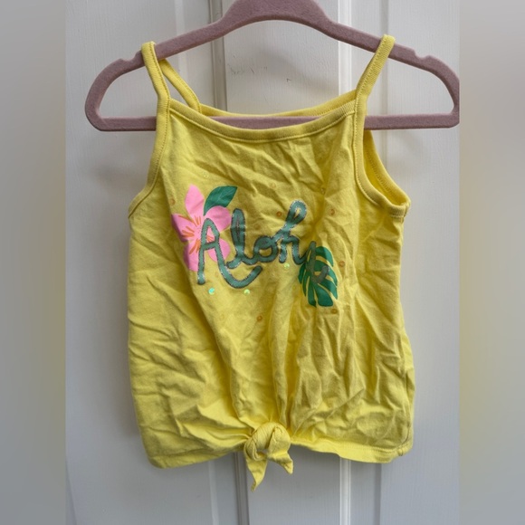 Carter's 2T  Girls Aloha Hawaiian Floral Yellow Camisole Tropical Graphic - Picture 1 of 5
